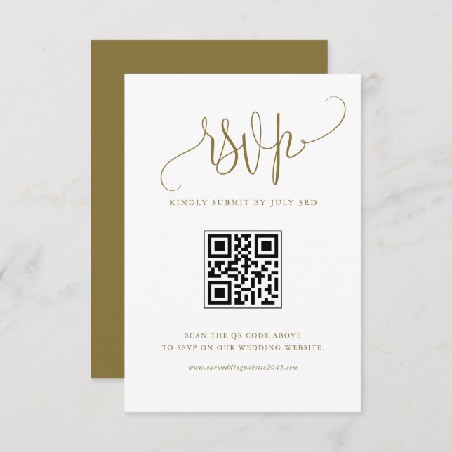 Cartons Réponse Gold Nous faisons Moderne Calligraphie Mariage QR  (Devant / Derrière)