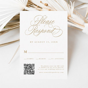 Cartons Réponse Gold Romantic Calligraphy Mariage QR Code