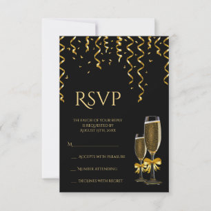 Cartons Réponse Gold Streamers & Champagne Christmas