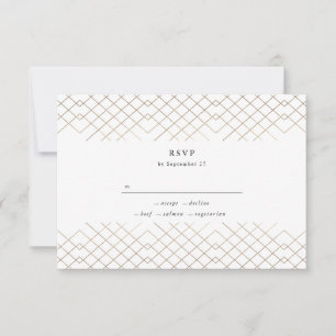 Cartons Réponse Gold White Elegance Diamond Geo Deco Mariage