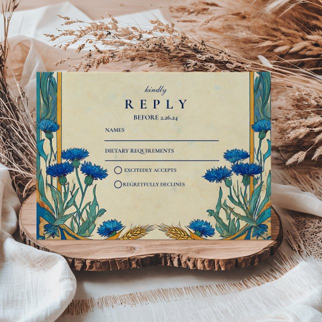 Cartons Réponse Golden Cornflower Art Nouveau Mariage (Créateur téléchargé)