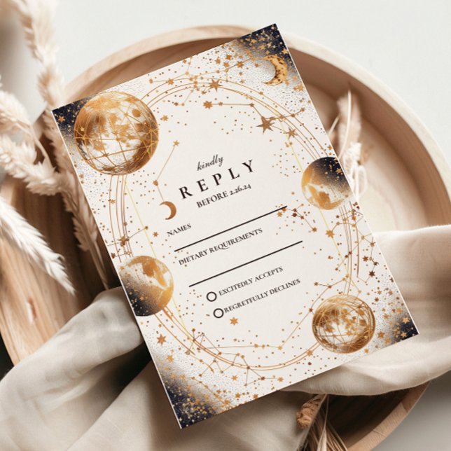 Cartons Réponse Golden Moonlit Celestial Wedding (Créateur téléchargé)