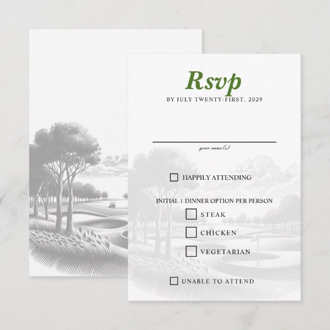 Cartons Réponse Golf Couple Choix de nourriture (Devant / Derrière)