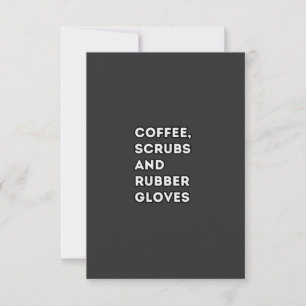 Cartons Réponse gommage à café et gants en caoutchouc, citation dr