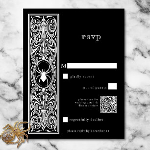 Cartons Réponse Gothique Éffrayant Spider noir blanc Mariage QR Co