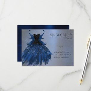 Cartons Réponse Gothique Fairy Navy Gown   Fleur bleue de Cobalt p