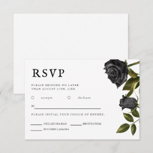Cartons Réponse Gothique Mariage noir Rose choix de repas