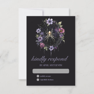 Cartons Réponse Gothique Violet Floral Spider Web Handfasting
