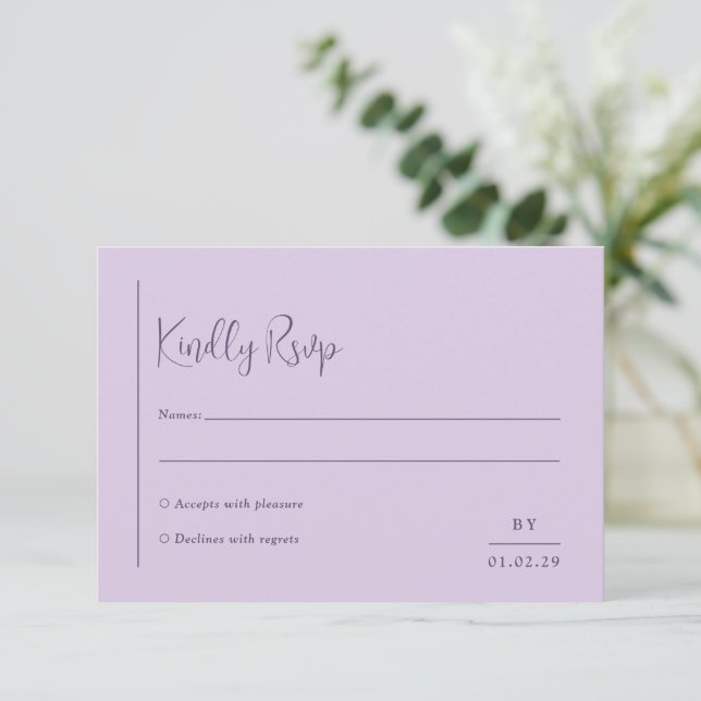 Cartons Réponse Grace Lilac Mariage moderne (Debout devant)