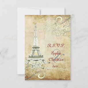 CARTONS RÉPONSE GRANDE TOUR VINTAGE EIFFEL RSVP/SWIRLS VANILLA