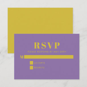 Cartons Réponse Gras brillant violet et jaune Mariage moderne