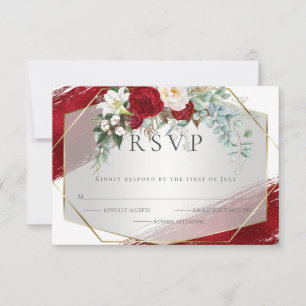 Cartons Réponse Gras Crimson ivoire Peony Floral Foil Strots