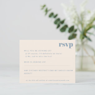 Cartons Réponse Gras Minimaliste Dusty Blue Retro Mariage personna