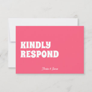 Cartons Réponse Gras moderne Retro Funky Mariage rose vif