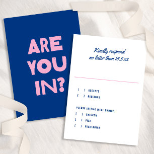 Cartons Réponse Gras moderne Type Funky coloré bleu rose Mariage