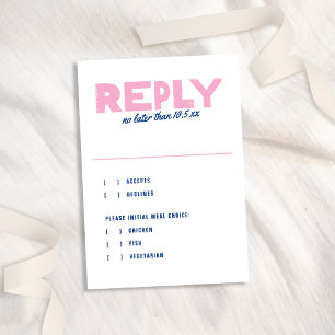 Cartons Réponse Gras moderne Type Funky coloré bleu rose Mariage