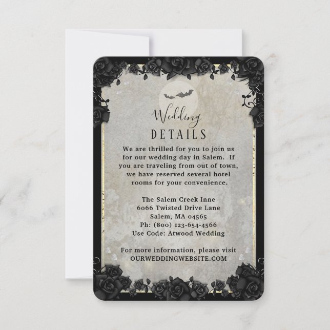 Cartons Réponse Gray Bats Gothique Halloween Matching Wed Détails (Devant)