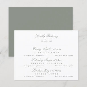 Cartons Réponse Gray Green Elegant Calligraphie multi-événement