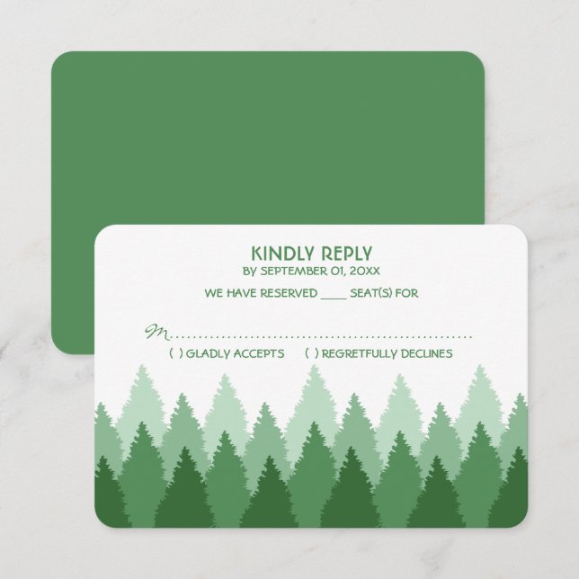 Cartons Réponse Green Forest Range Mariage de bois (Devant / Derrière)