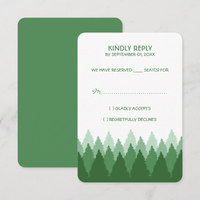 Cartons Réponse Green Forest Range Mariage de bois (Devant / Derrière)