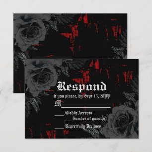 Cartons Réponse Grunge rouge noir gothique texturé Roses noirs