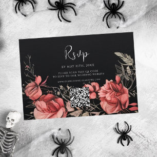 Cartons Réponse Halloween gothique Floral QR Code Mariage