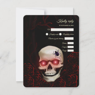 Cartons Réponse Halloween gothique rouge effrayant floral foncé mo