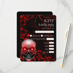 Cartons Réponse Halloween gothique rouge effrayant floral foncé mo