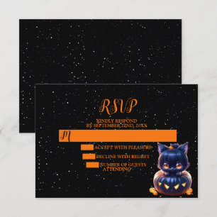 Cartons Réponse Halloween Party Chat noir Citrouille Horreur