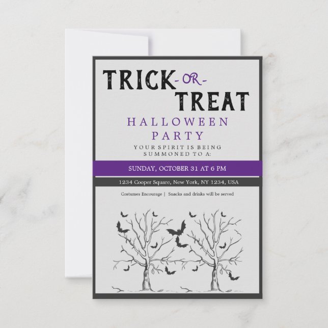 Cartons Réponse Halloween Trick Ou Traiter L'Invitation Scary Cat  (Devant)