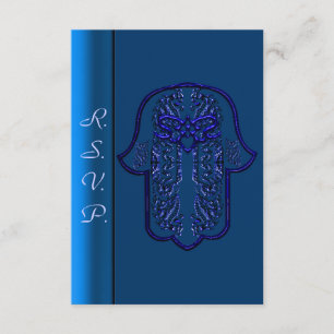 Cartons Réponse Hamsa Hand feat : Coeur (Mariage) (Bleu)