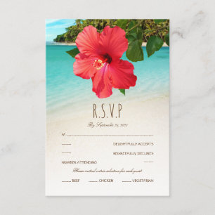Cartons Réponse Hibiscus Tropical Hawaiian Beach Mariage à thème