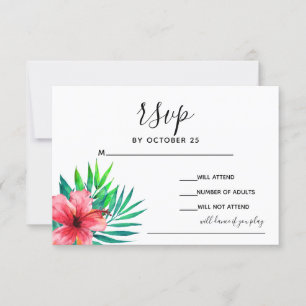 Cartons Réponse Hibiscus tropical Hawaiian Beach Wedding