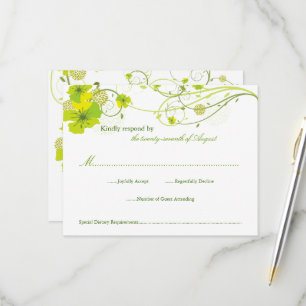 Cartons Réponse Hibiscus vert Mariage floral et hirondelle
