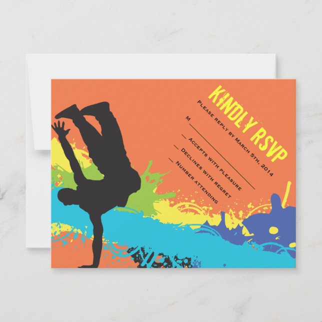 Cartons Réponse HIP HOP DANCE Bat Bar Mitzvah Répondre Card (Devant)