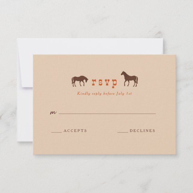 Cartons Réponse Horse Rail clôture Chêne Chevaux Mariage (Devant)