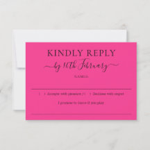 Hot Pink Fuchsia Wedding Kindly Reply