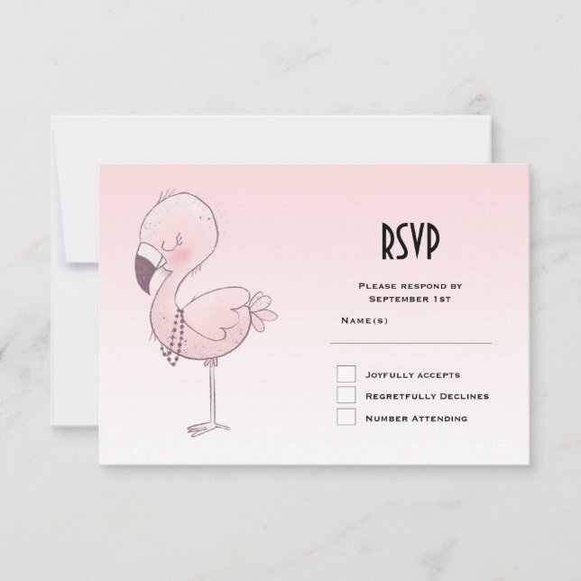 Cartons Réponse Illustration de Flamant rose rose mou (Devant)