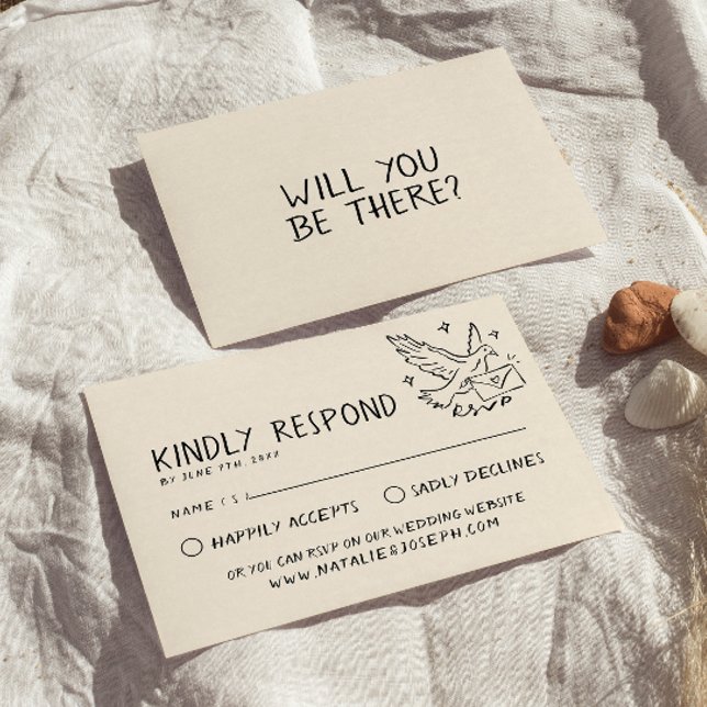 Cartons Réponse Illustration Rétro manuscrit Mariage original (Créateur téléchargé)