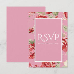 Cartons Réponse Impression florale rose rouge enregistrer la date 