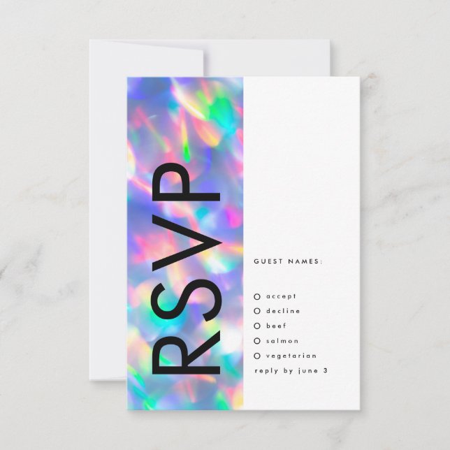 Cartons Réponse Iridescente Ultra Moderne Mariage Monogramme (Devant)