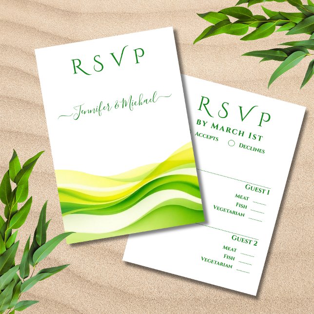Cartons Réponse Island Citrus Wedding Meal options (Island Citrus Green and Yellow Wedding Meal options RSVP Card)