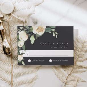 Cartons Réponse Ivory Bloom Mariage floral aquarelle