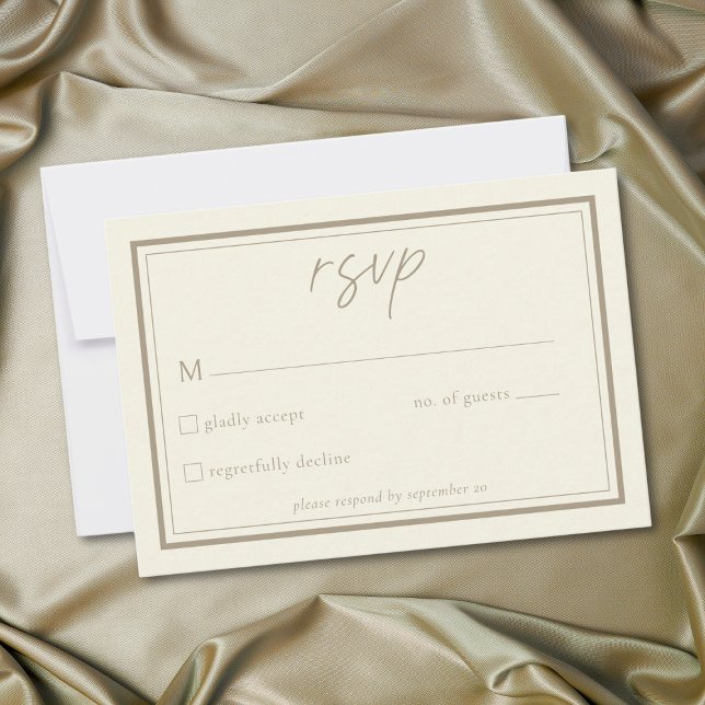 Cartons Réponse Ivory Cream Minimalist Frame Wedding (Ivory Cream Minimalist Frame Wedding RSVP Card)
