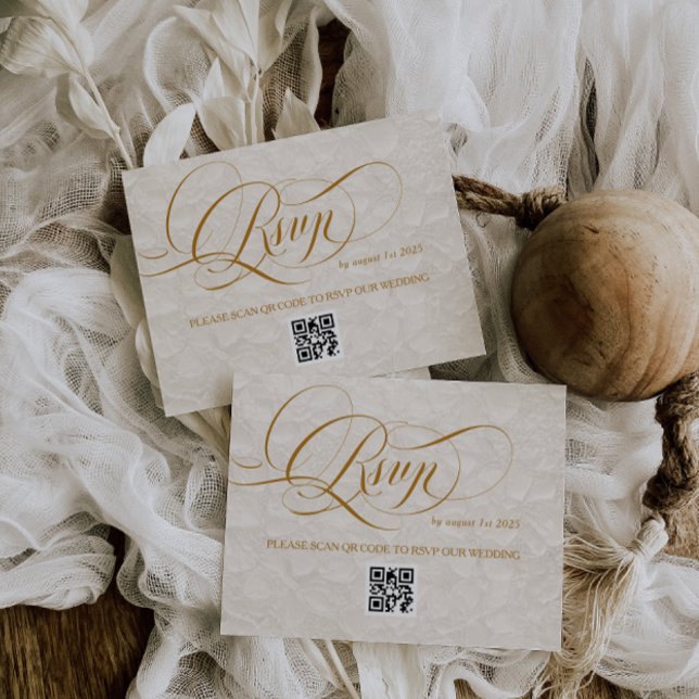 Cartons Réponse Ivory Floral Mariage de calligraphie romantique (Créateur téléchargé)