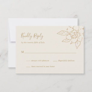 Cartons Réponse Ivory Line Art Floral Mariage élégant