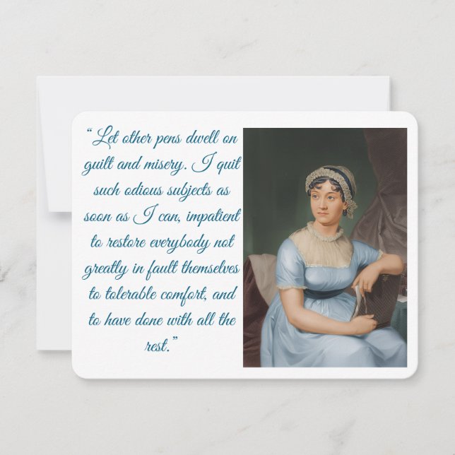 Cartons Réponse Jane Austen portrait plus quote (blue) Folded Card (Devant)