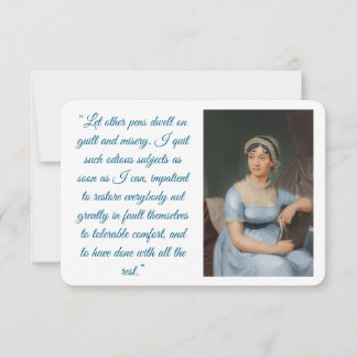 Cartons Réponse Jane Austen portrait plus quote (blue) Folded Card
