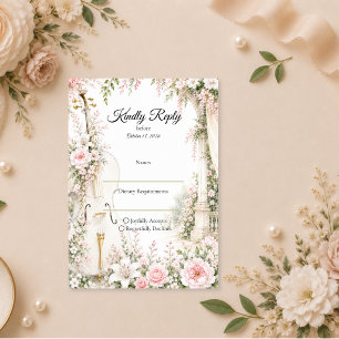 Cartons Réponse Jardin de violoncelle romantique pour un mariage s