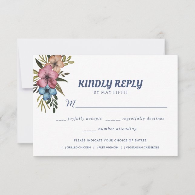 Cartons Réponse Jardin d'été Aquarelle Mariage floral (Devant)